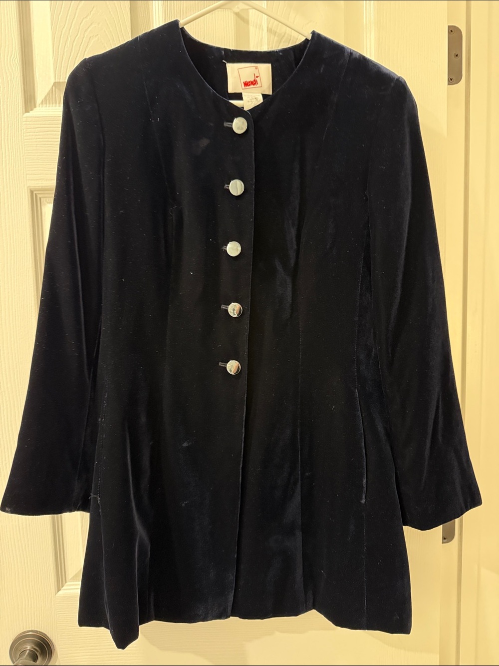 Mondi Vintage Midnight Velvet Button-Front Coat Sz 38